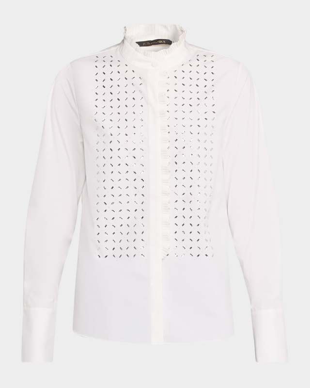 Mick Embellished Ruffle-Trim Blous